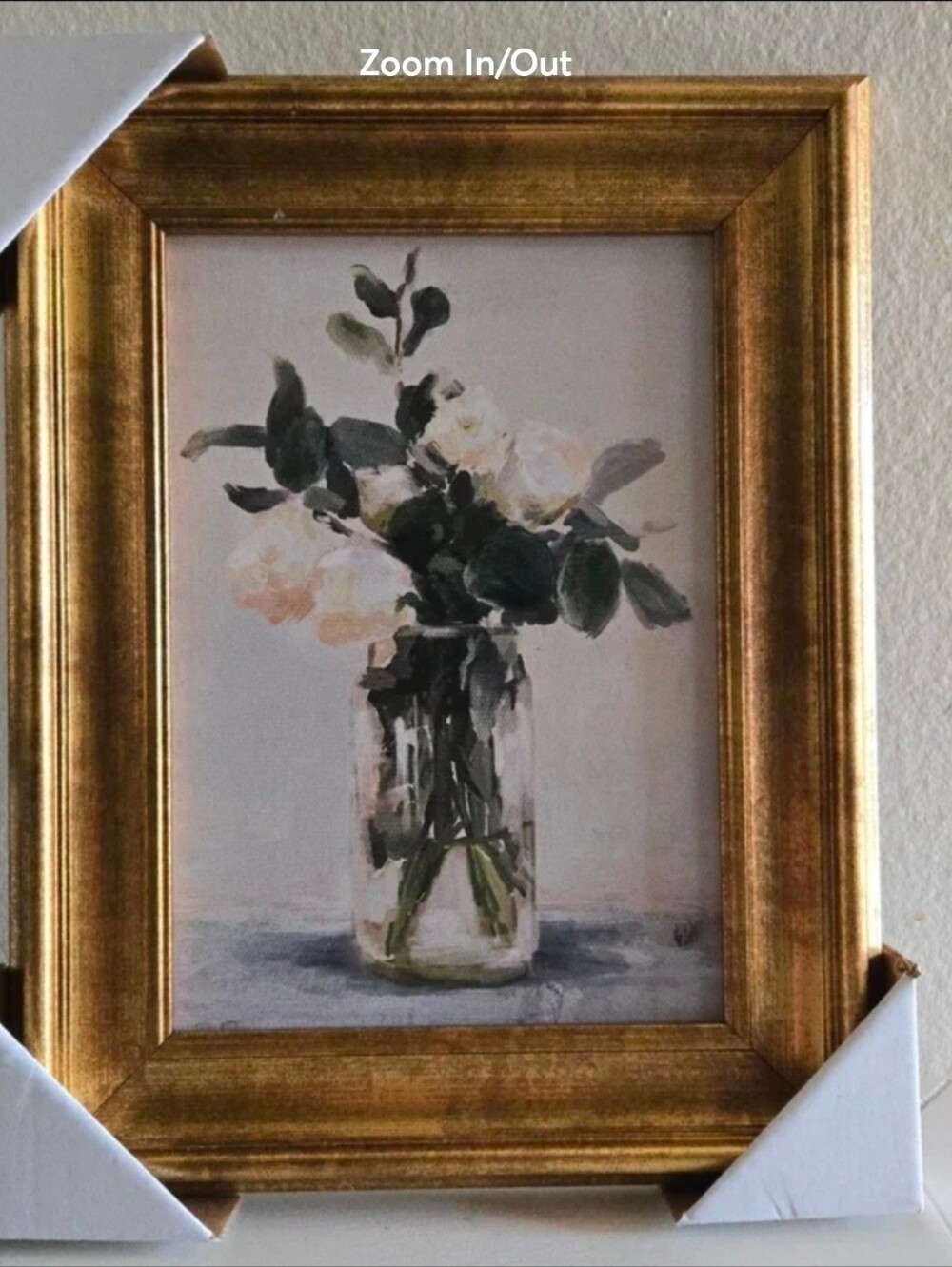 New 11" x 14"  Threshold  Floral Arrangement Framed Wall Canvas in gold/white